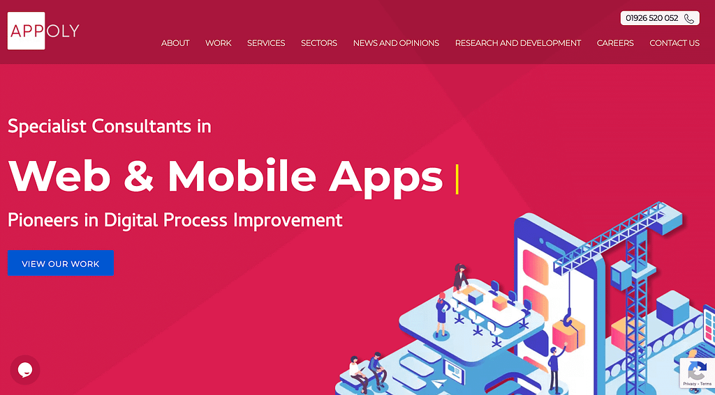 Appoly website home page for web developer experience