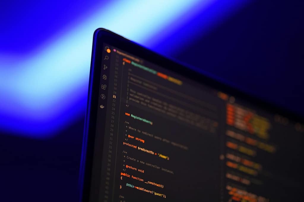 Laptop with laravel controller code