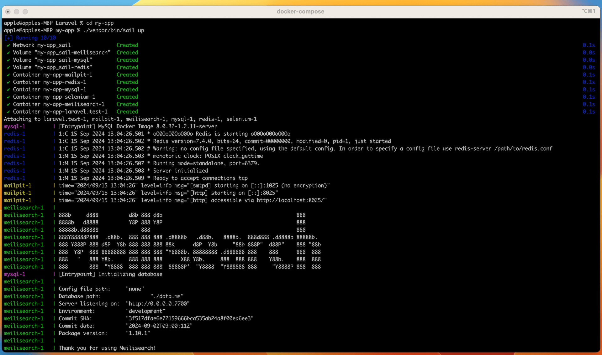 Getting Started with Laravel after starting docker